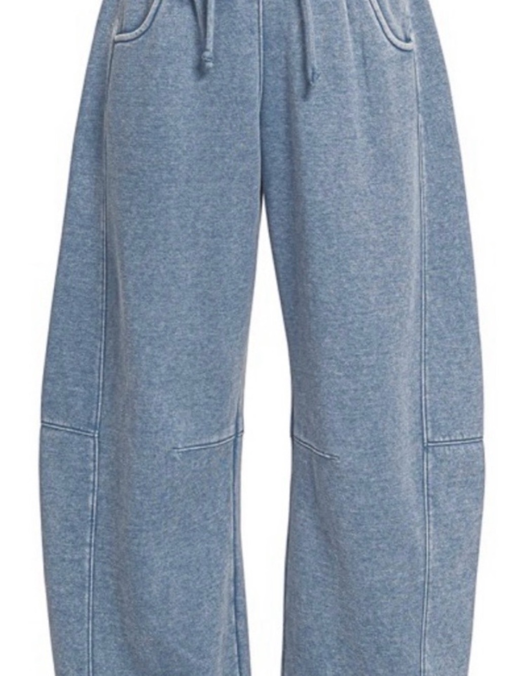 NWT Zenana Dusty Blue Acid Wash Barrel Fleece Sweatpants